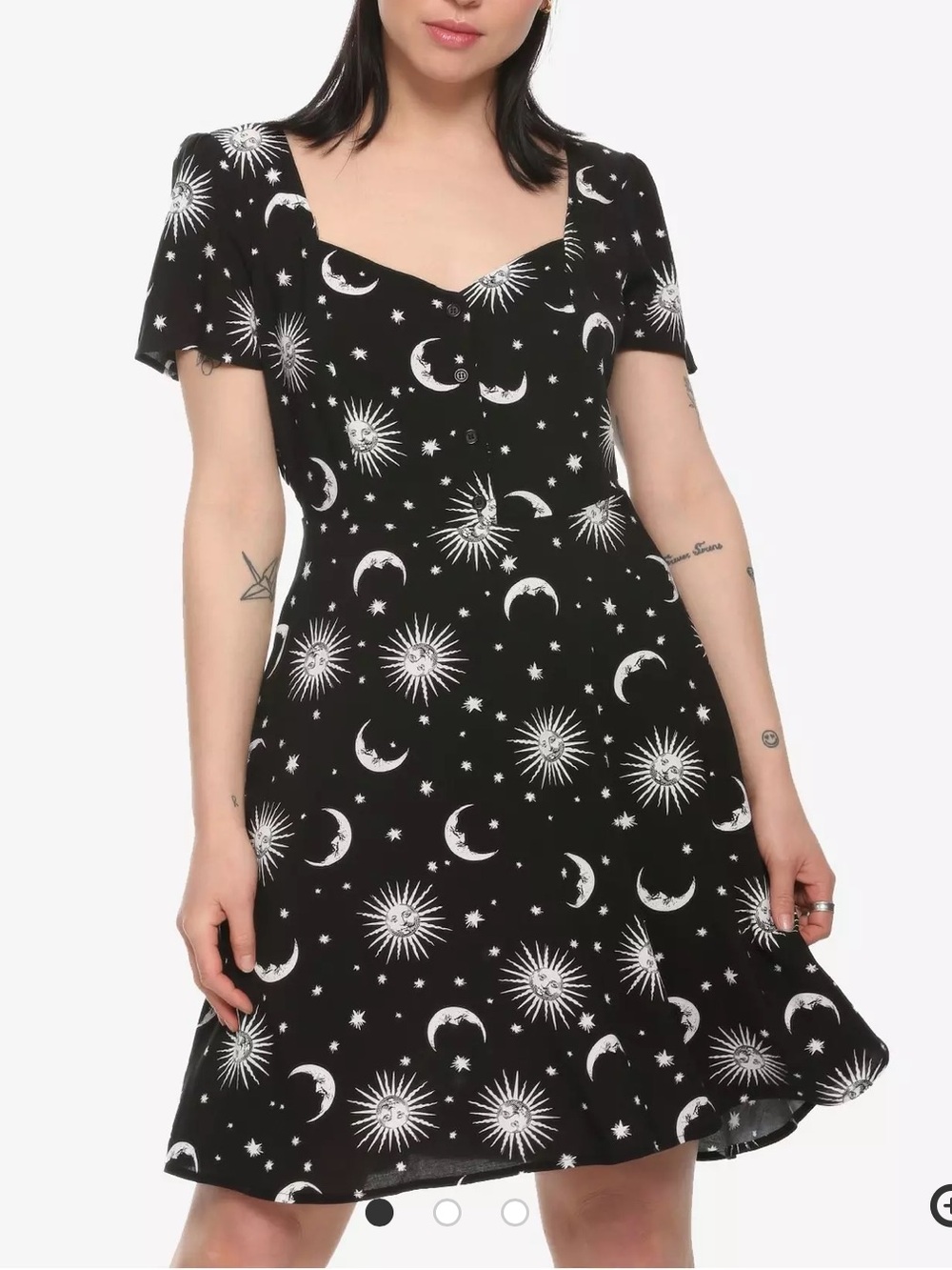 Midnight Hour Celestial Retro Dress Black White Moon Stars Size XL